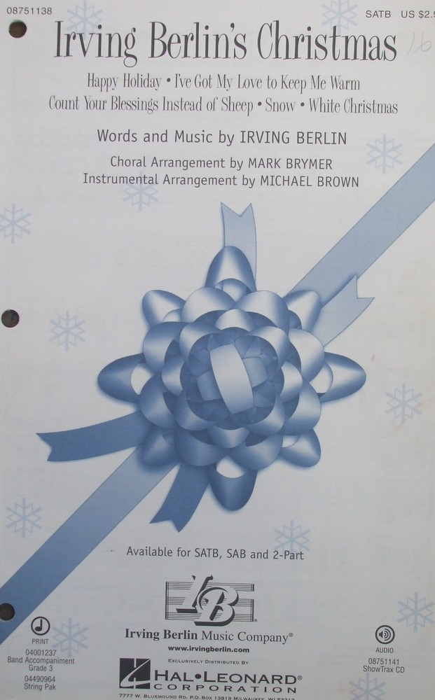 Irving Berlins' Christmas (Medley) arr Brymer SATB single copy FS