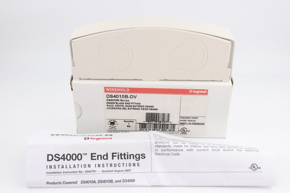 WIREMOLD	DS4010B-DV DS4000 RACEWAY BLANK END FITTING, DESIGNER IVORY