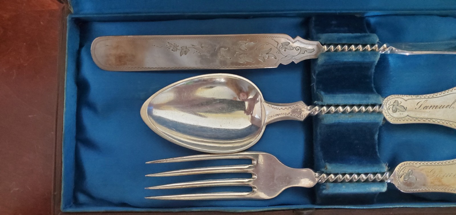 Antique Duhme & Co Coin Silver Flatware set / box Cincinnati Ohio Silversmith