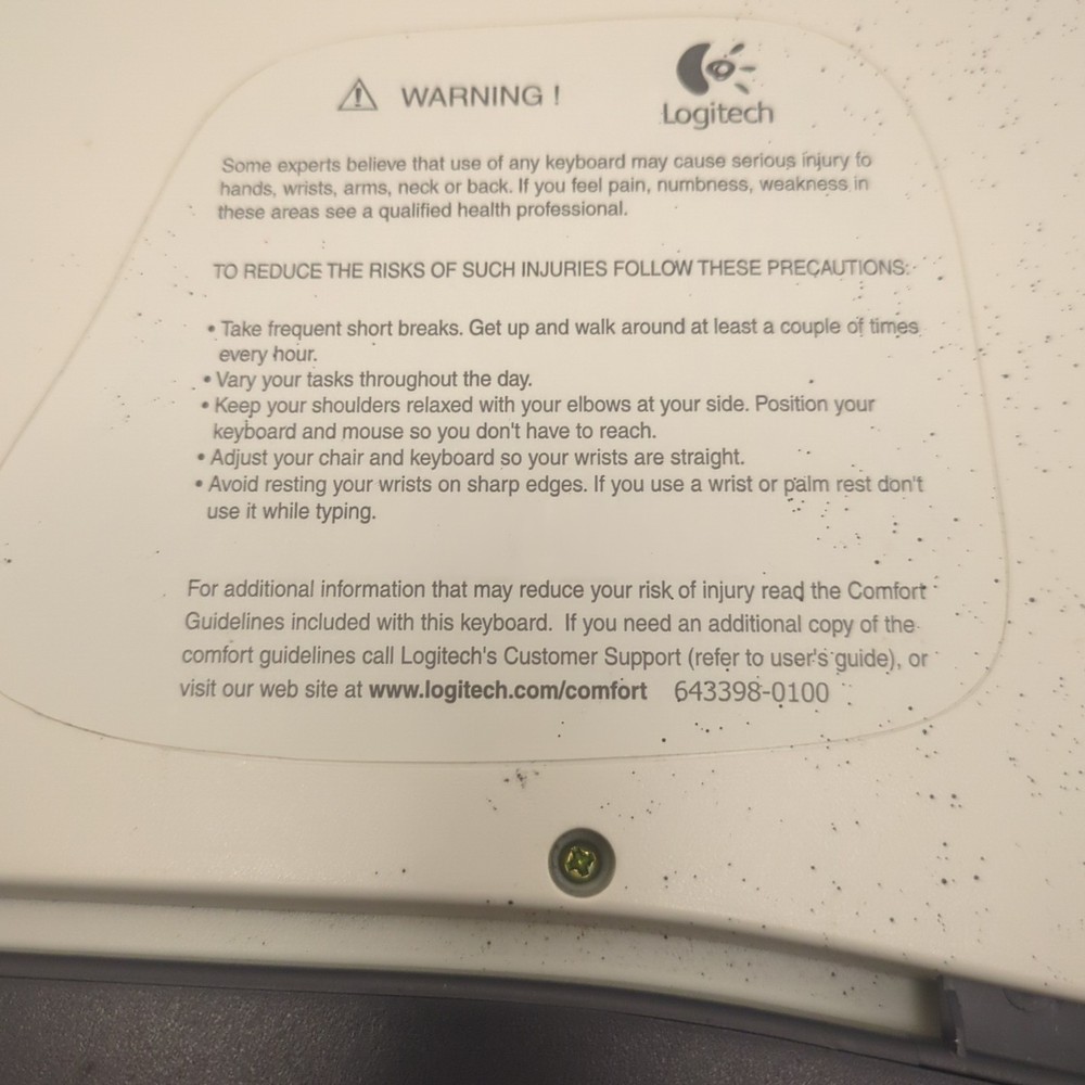 Untested Logitech Cordless Desktop Pro Ergonomic keyboard circa 2000 867038-0100