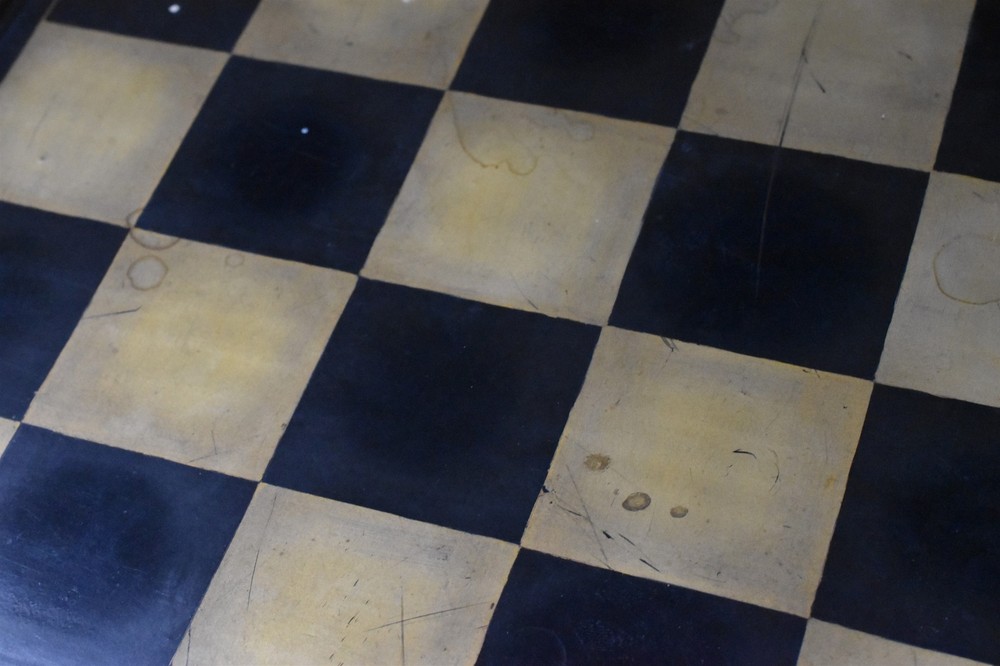 Fancy Antique Lacquer Chess and Checkers Playing Board