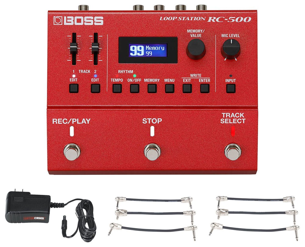Boss RC-500 Loop Station + Gator 9V Power Combo & 3 Patch Cables