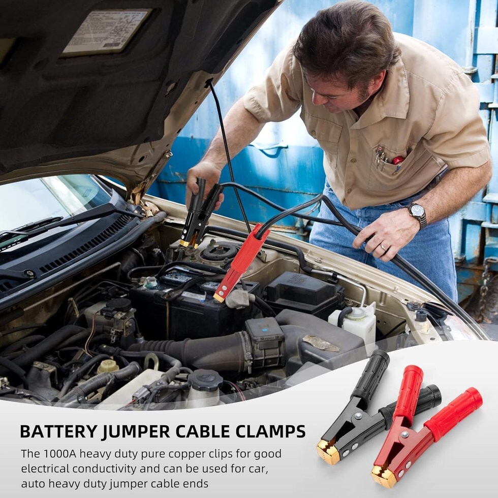 1000A Battery Booster Cable Clamp Pure Copper Jumper Heavy Duty Replacement Tool