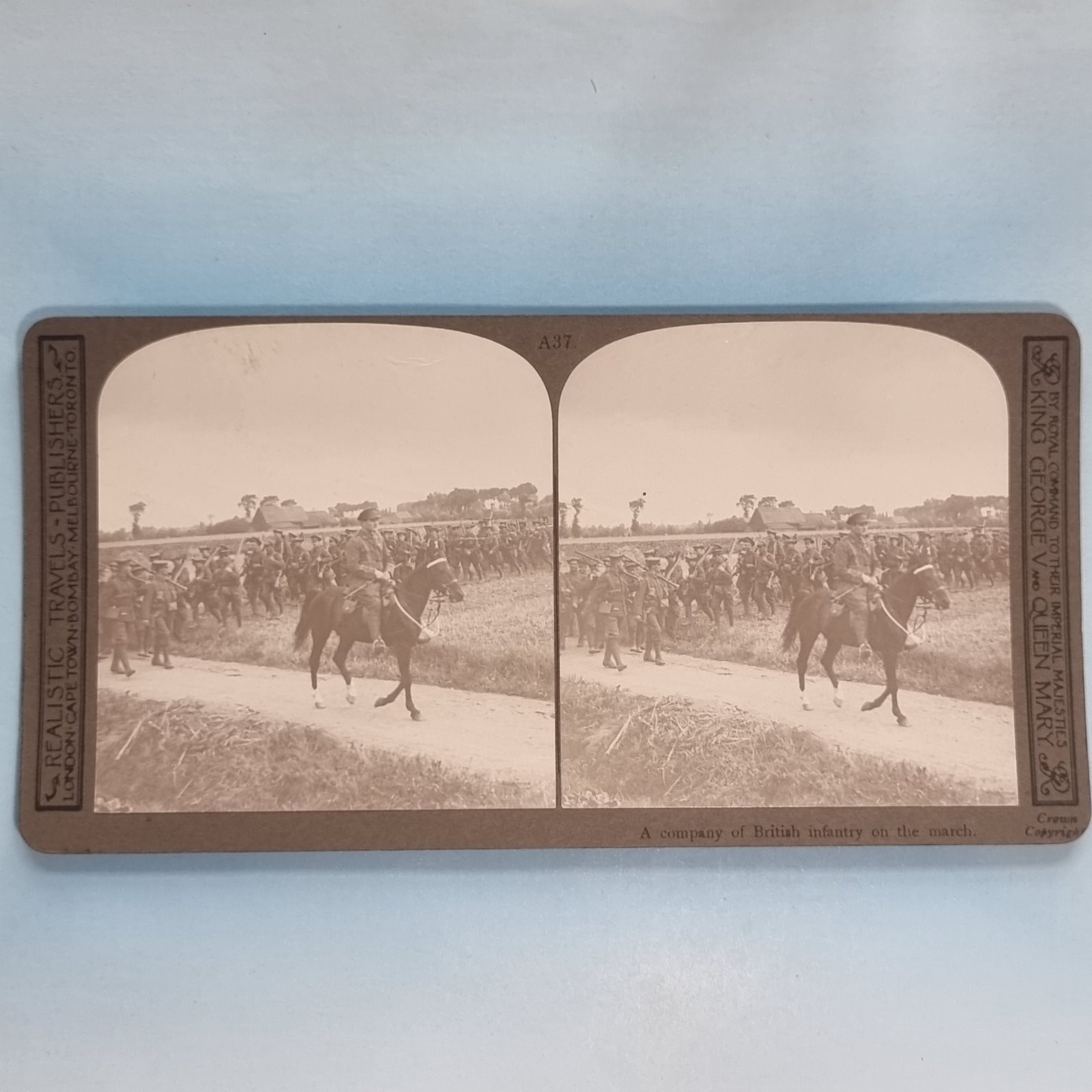 WW1 Stereoview 3D Real Photo C1916 Western Front British Infantry Column March