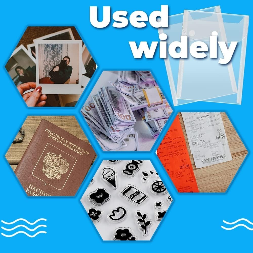 Clear Plastic Storage Pockets - Reusable 40 Pack for Crafts & Documents 5" x 7"