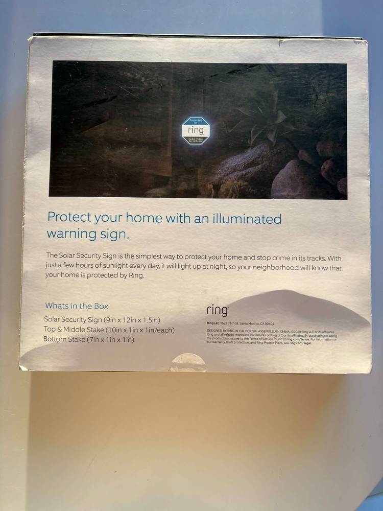 Ring Solar Security Sign Solar Powered Security Illuminated Sign