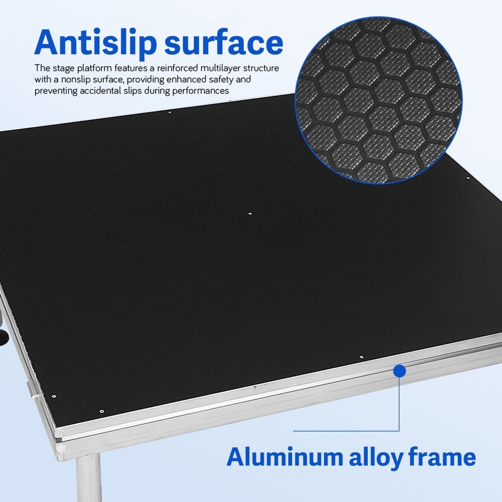 4 x 4 FT Portable Stage Platform Adjustable Height Stage Riser with Folding Legs