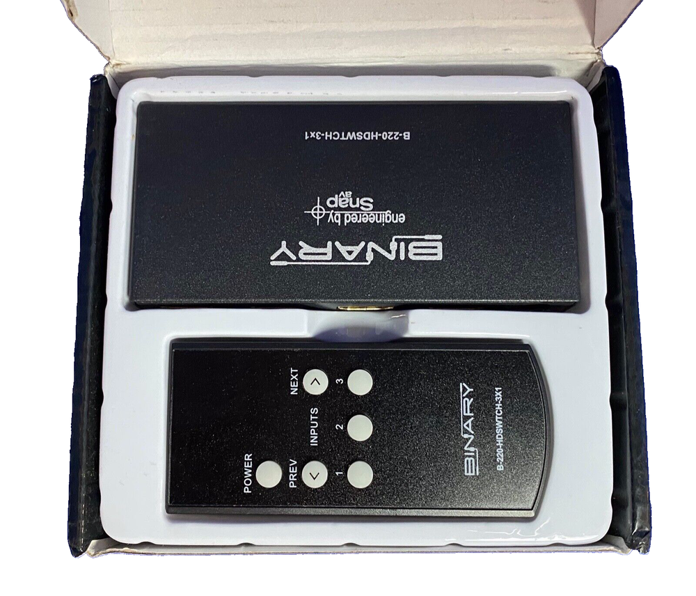 BINARY B-220-HDSWTCH-3x1 HDMI, HDMI Switcher, Excellent Condition, Open Box