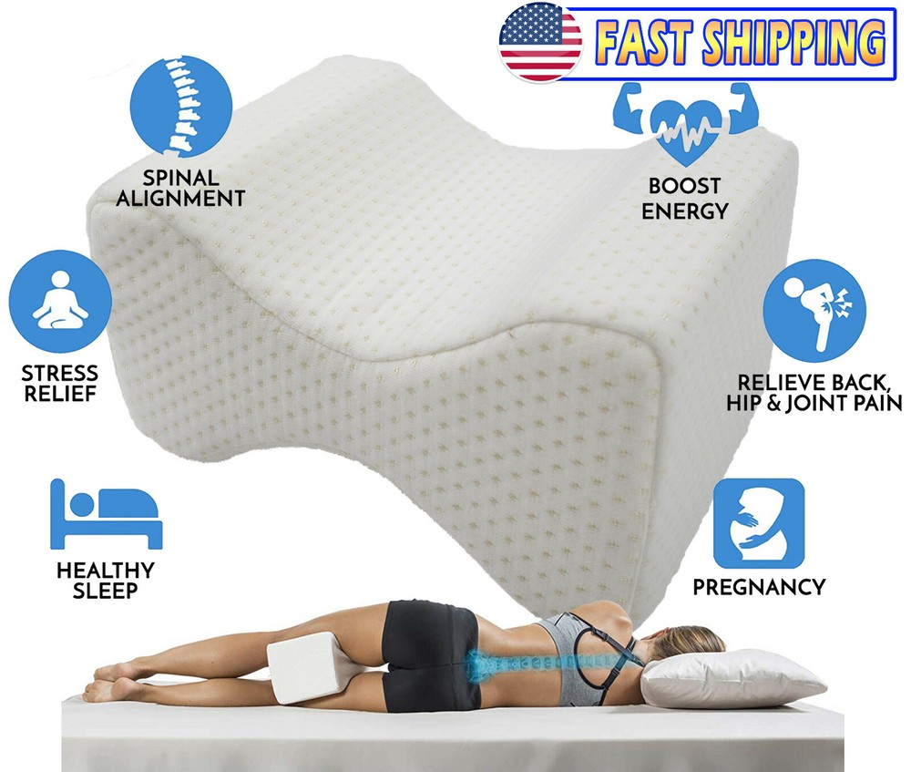 Orthopedic Knee Memory Foam Pillow - Ergonomic Wedge & Lumbar Alignment for Side