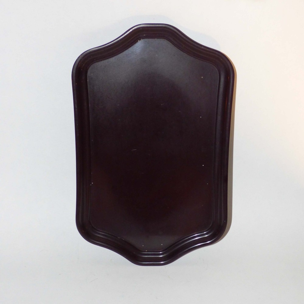 Vintage Dark Bakelite Serving Tray – Ornate Shield Shape