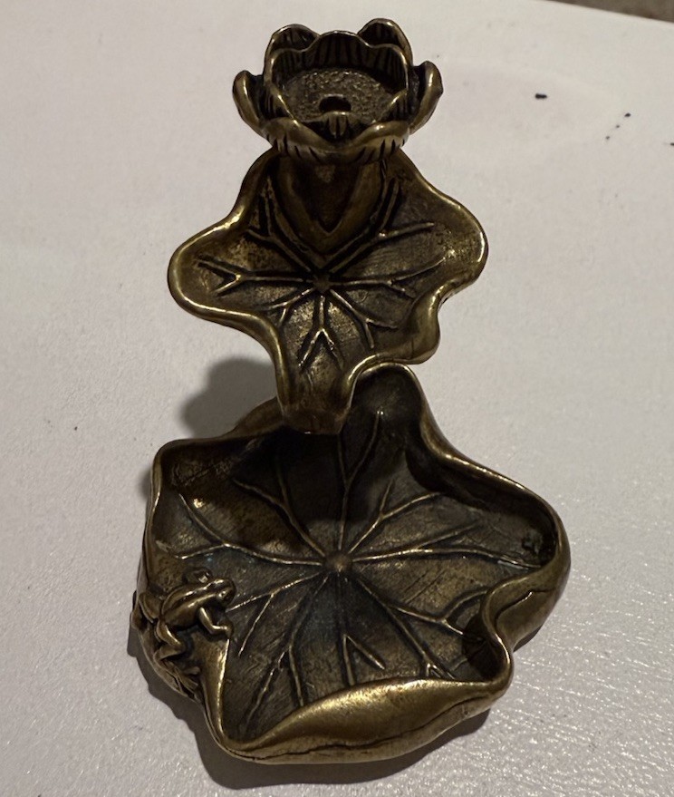 Antique Brass Lotus Leaf Backflow Incense Burner Decorations Solid Beautiful