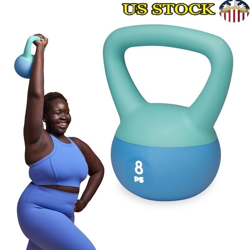 Durable 8lb Soft Shell Kettlebell W/ Comfortable Grip Strength Training New