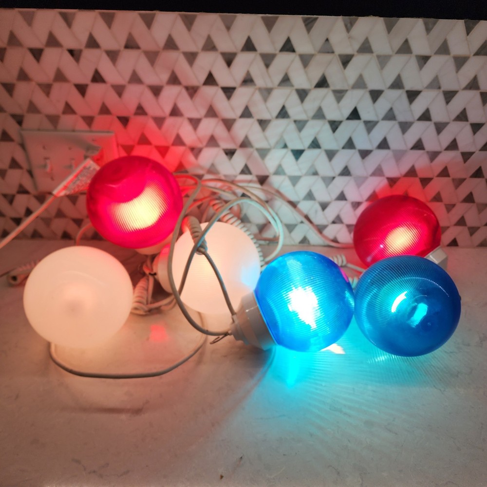 HTF RARE 6 Round Globe Ball Plastic Patio RV Spa Camping Party Light String Work