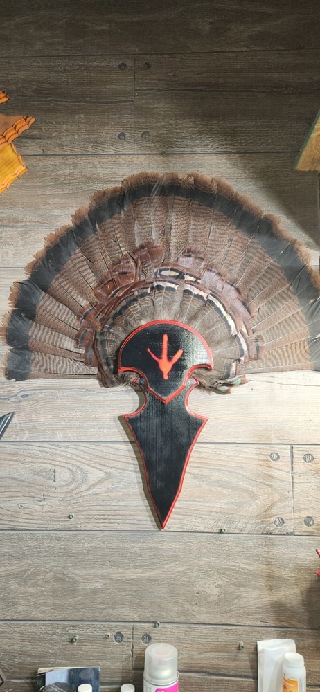 Turkey Fan Arrowhead Plaque Midnight RED