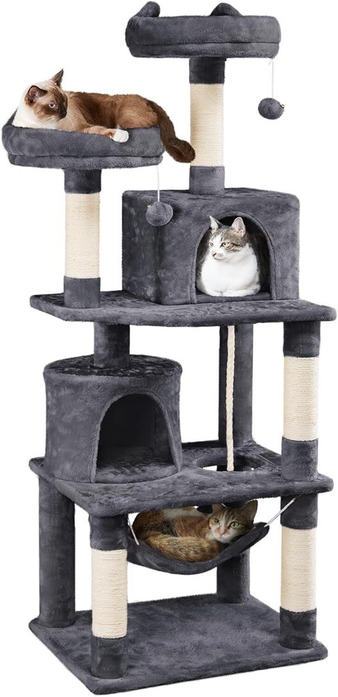 62.2" Cat Tree Tower Activity Condo with Platform & Hammock Scratching Posts US