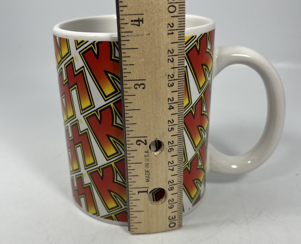 Rock Express KISS Band Orange Yellow Logo Coffee Mug Catalog Ltd 2008