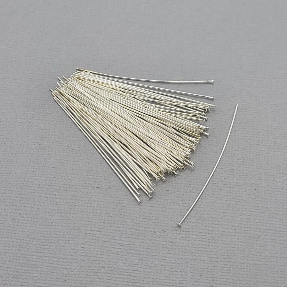 200pcs-Silver Plated Brass Headpins 2inch.