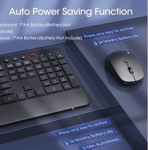 Wireless Keyboard And Mouse Combo 104 Full Size Keyboard Silent Mouse 6 Button