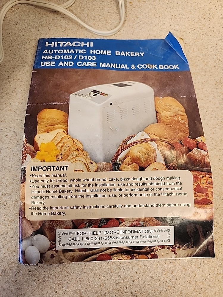 Hitachi Automatic Home Bakery Bread Maker Machine HB-D102 Tested CLEAN W Manual