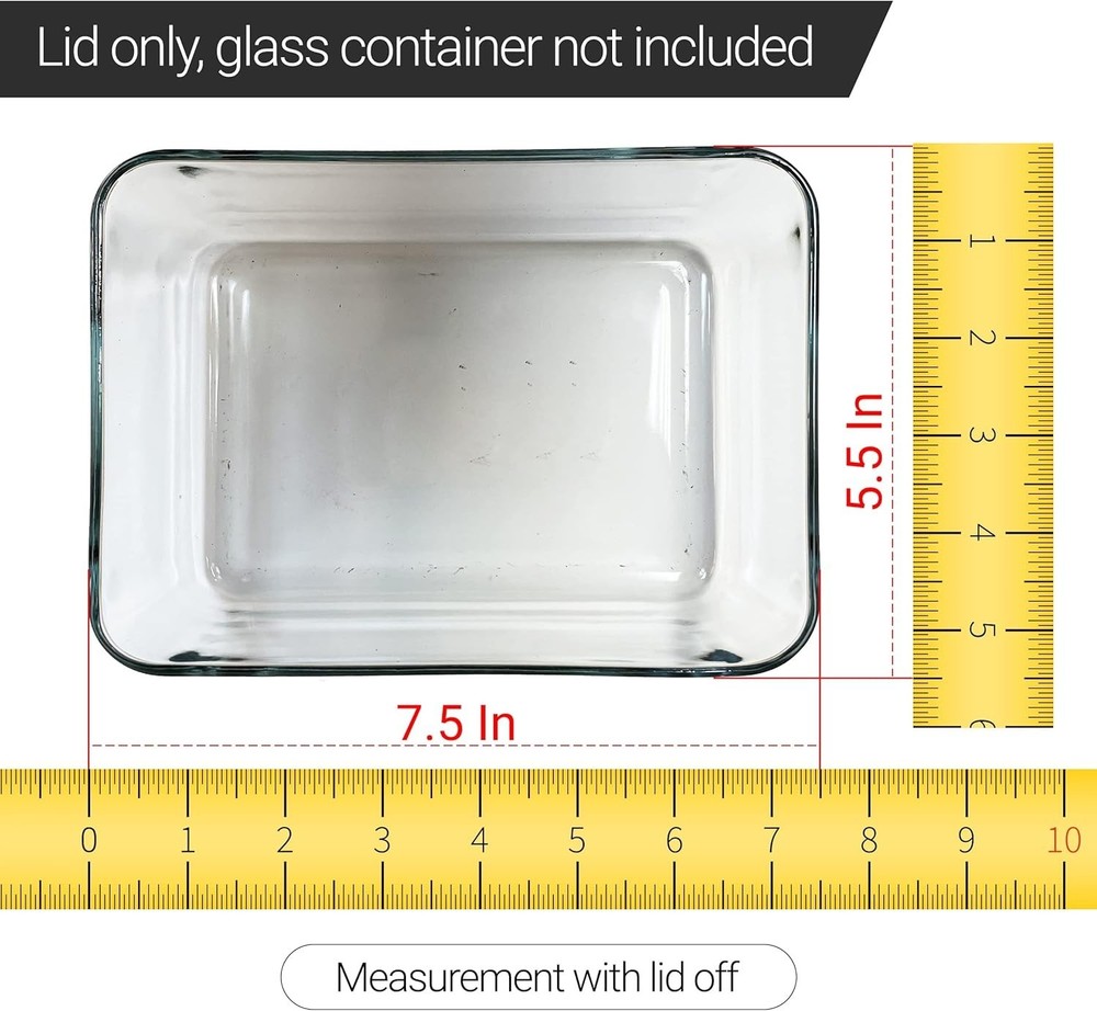 Replacement Lids for Pyrex 7210-PC Cover 3-Cup Rectangle Red 5.75x7.75" 4-Pack