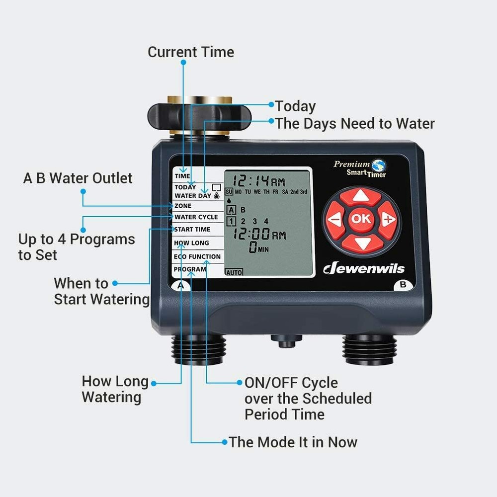 DEWENWILS Water Timer Programmable Garden Hose Sprinkler Timer Yard Irrigation