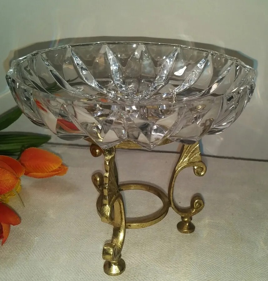 Vintage Lead Crystal - Round Candy/Nut Dish - Pleated Pattern