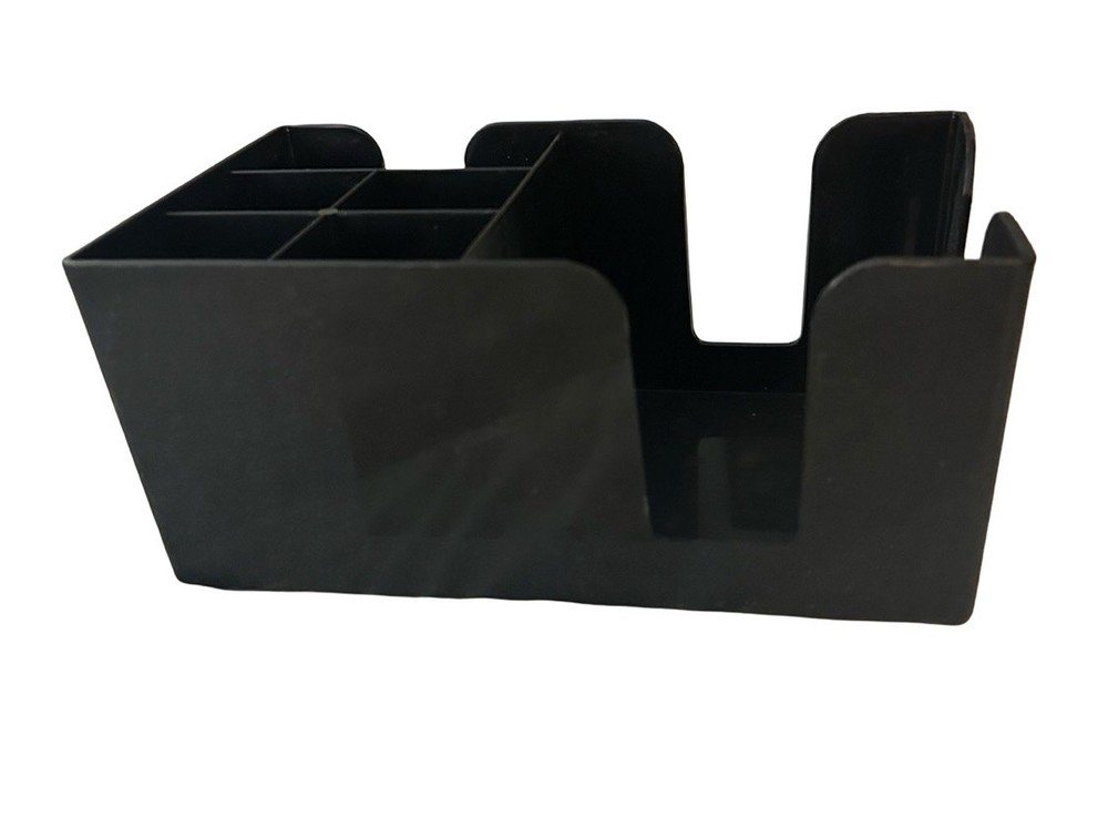 7 Pack Black Plastic Bar Caddy with 6 Compartments Refillable Bar Organizer