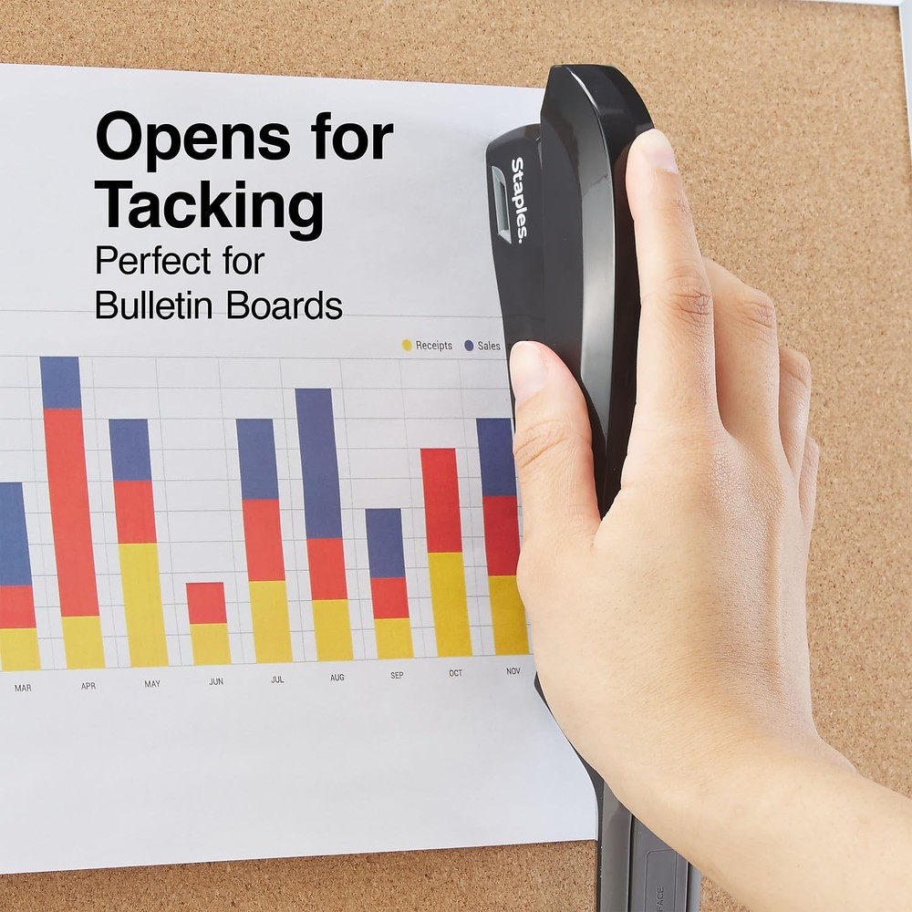 Black Office Staples One Touch Stapler 20 Sheets Capacity With Viewing Window