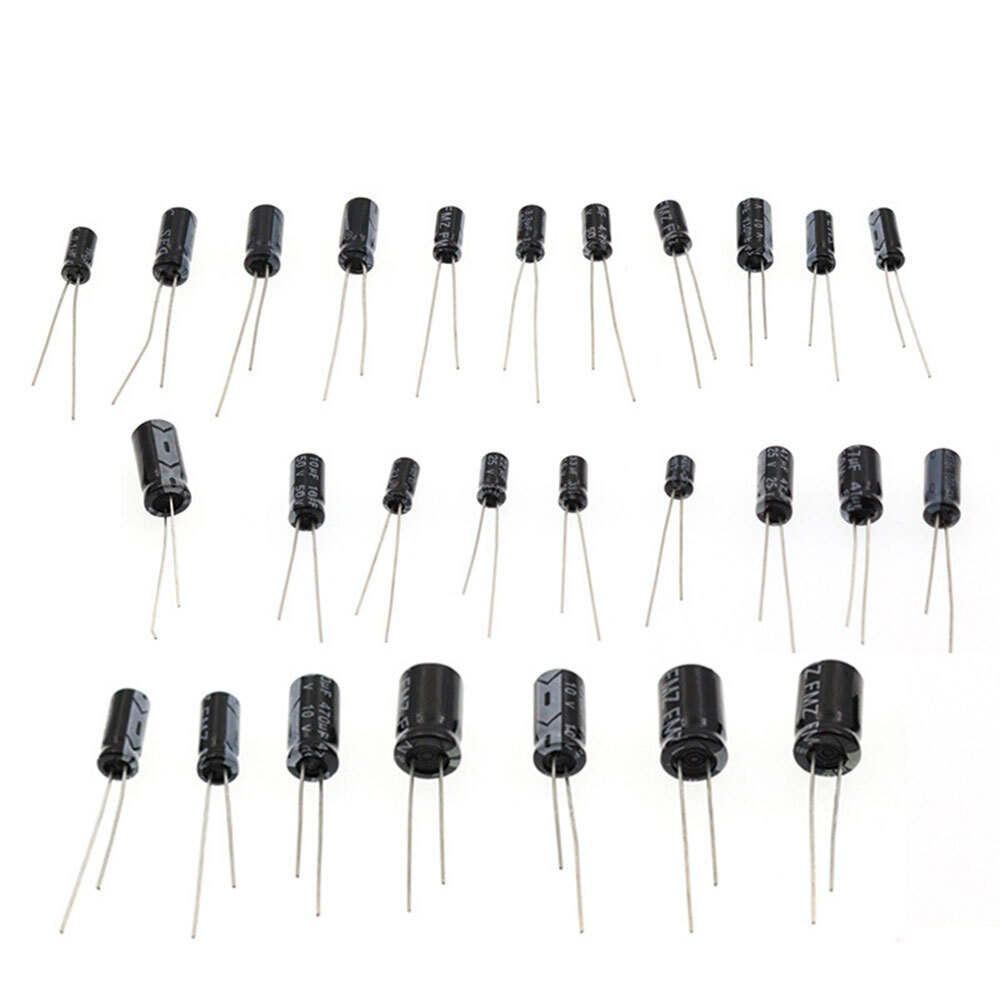 500pc Radial Electrolytic Capacitor Assortment Kit 24 Value 0.1uF-1000uF 10V-50V
