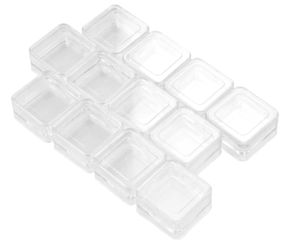 12Pc Stacking Square Plastic Containers With Lids, Size: 1.1/4"X1.1/4x3/4