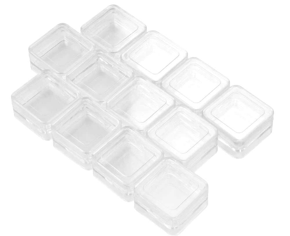12Pc Stacking Square Plastic Containers With Lids, Size: 1.1/4"X1.1/4x3/4