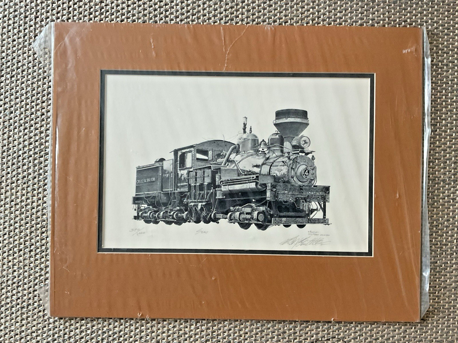 VTG 1978 Frederick W Bartlett II Cass Scenic Railroad Shay Locomotive Lithograph