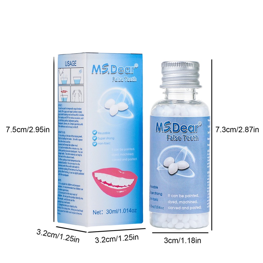 Moldable Teeth Beads Repair Kit - Temporary Fix for Missing, Broken or Gap Teeth