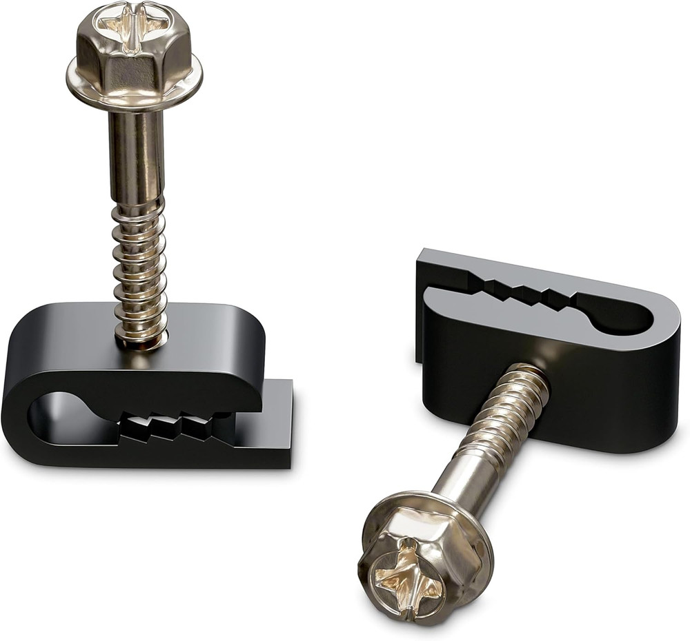 CIMPLE CO Mini Black Wire Cable Clips with Screws, 100 Pack