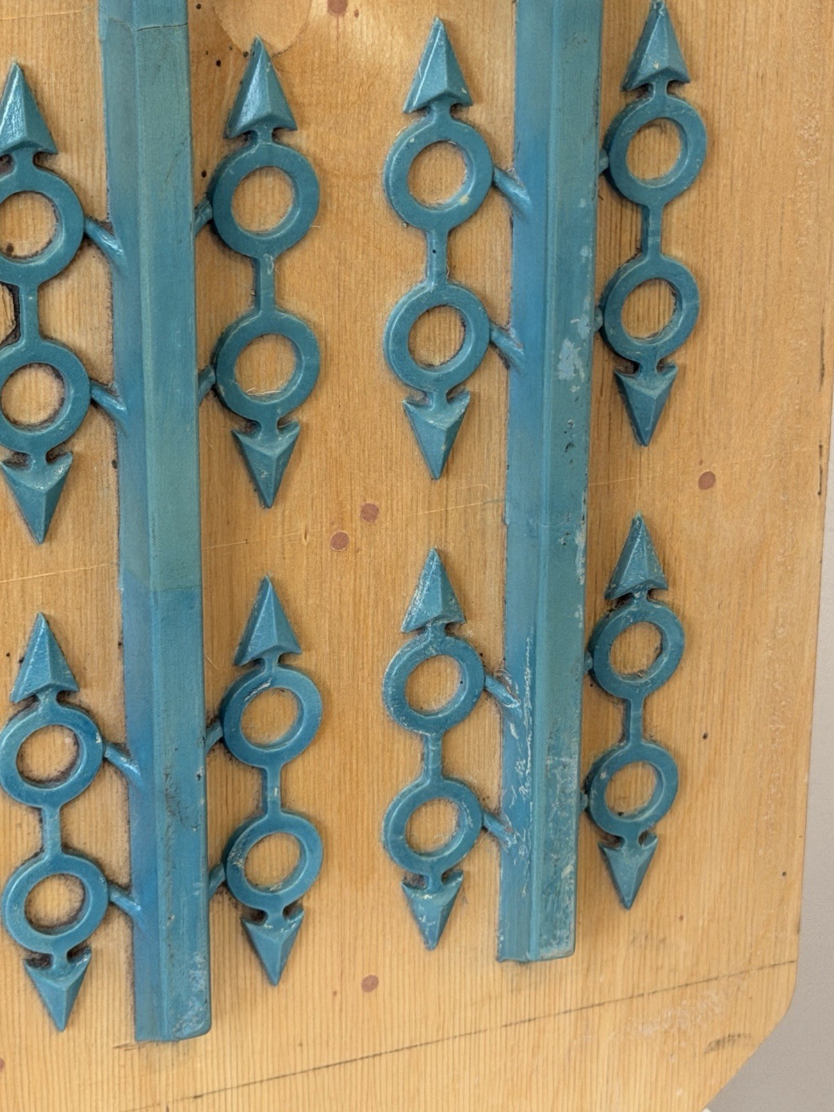 Mid Century Industrial Wood Foundry Mold Abstract Wall Art 1960 Arrows Circles