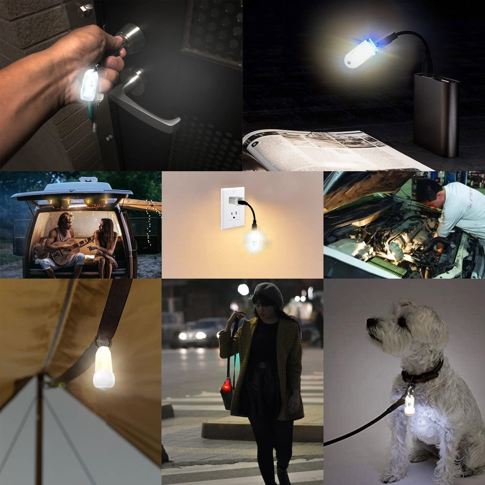 DOKeep USB Mini LED Lantern, 2 Pack Waterproof EDC White Luminous+Red