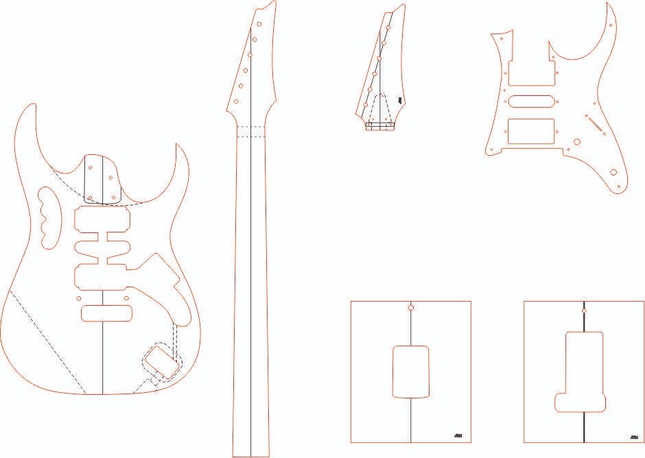 JEM guitar template files vector DXF CDR PDF pattern CNC laser router