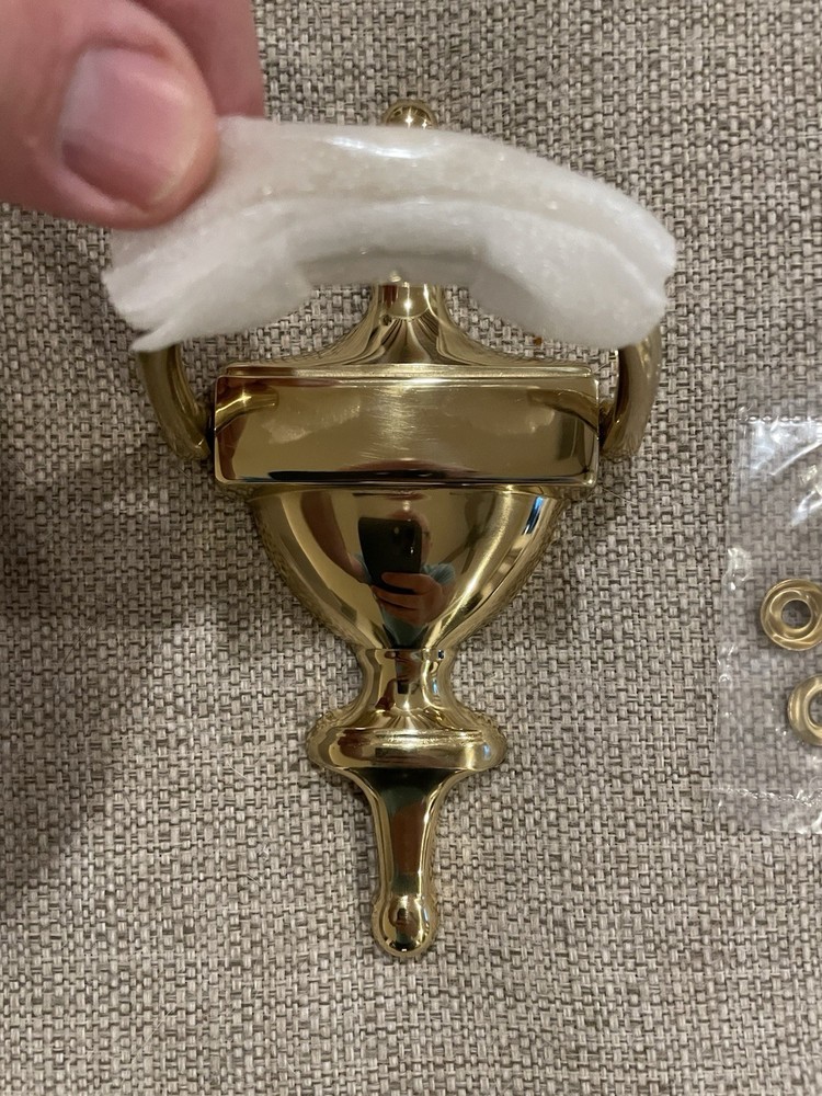 Solid Brass Door Knocker Polished 7” with Hardware New