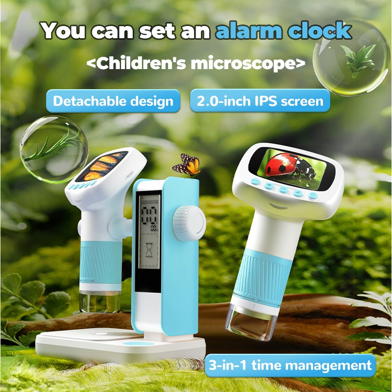 Pocket Microscope Gift for Kids 2.0" Screen, High-Definition Digital Microscope
