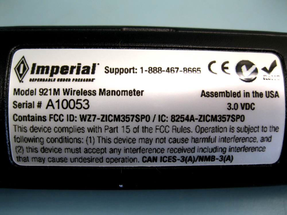 Imperial 921M iManifold Manometer Wireless Probe H13