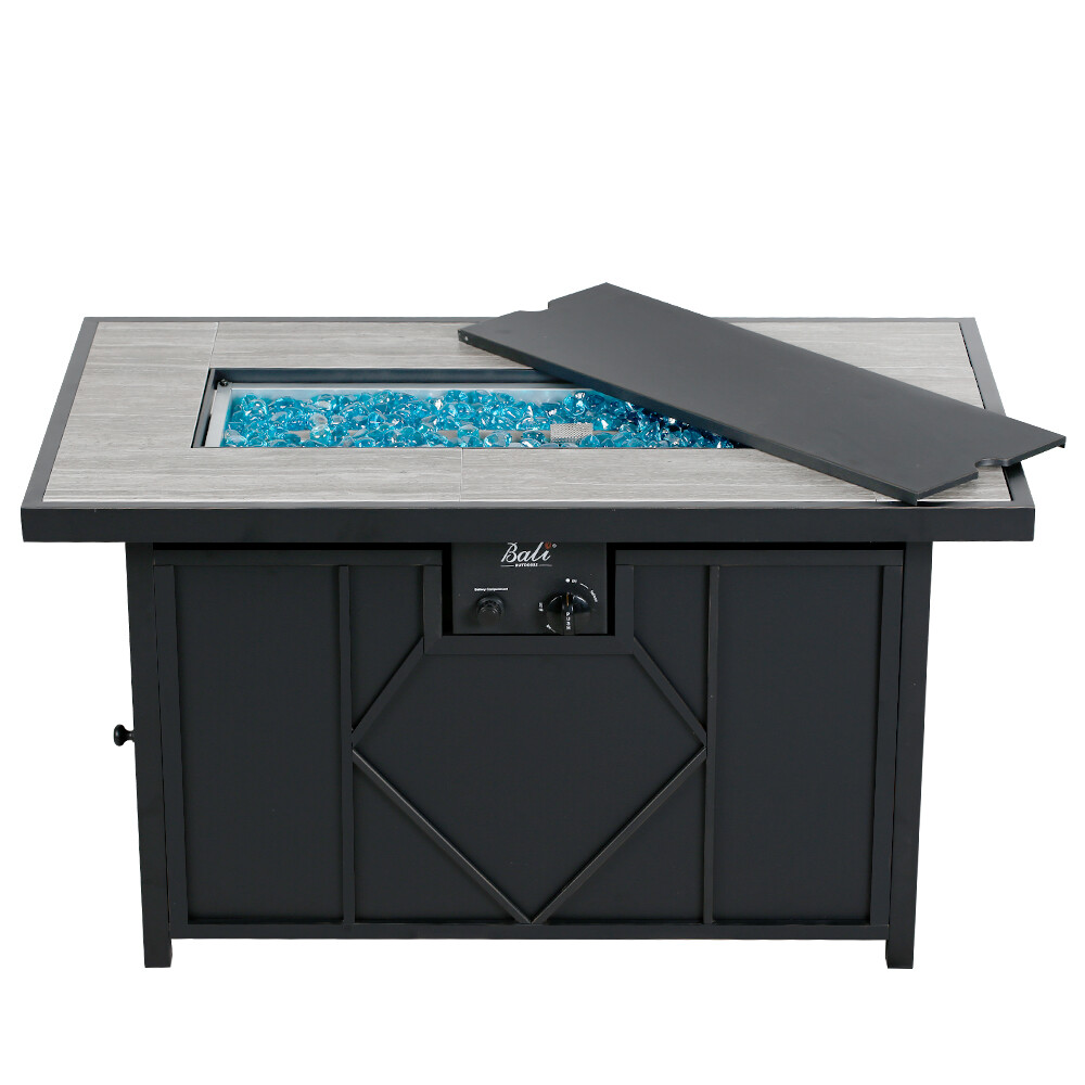 BALI OUTDOORS propane fire pit 42" Rectangular Gas Fire Pit Table 60000BTU Glass