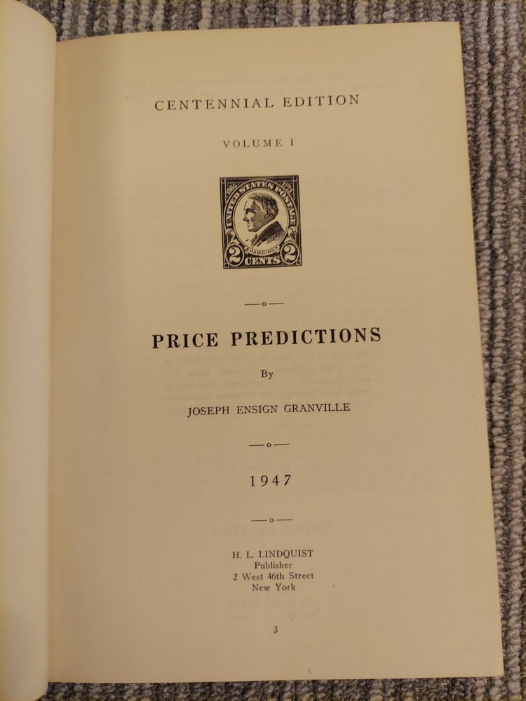 Price Predictions On United States Stamps Vol 1 & 2, By Joseph E. Granville