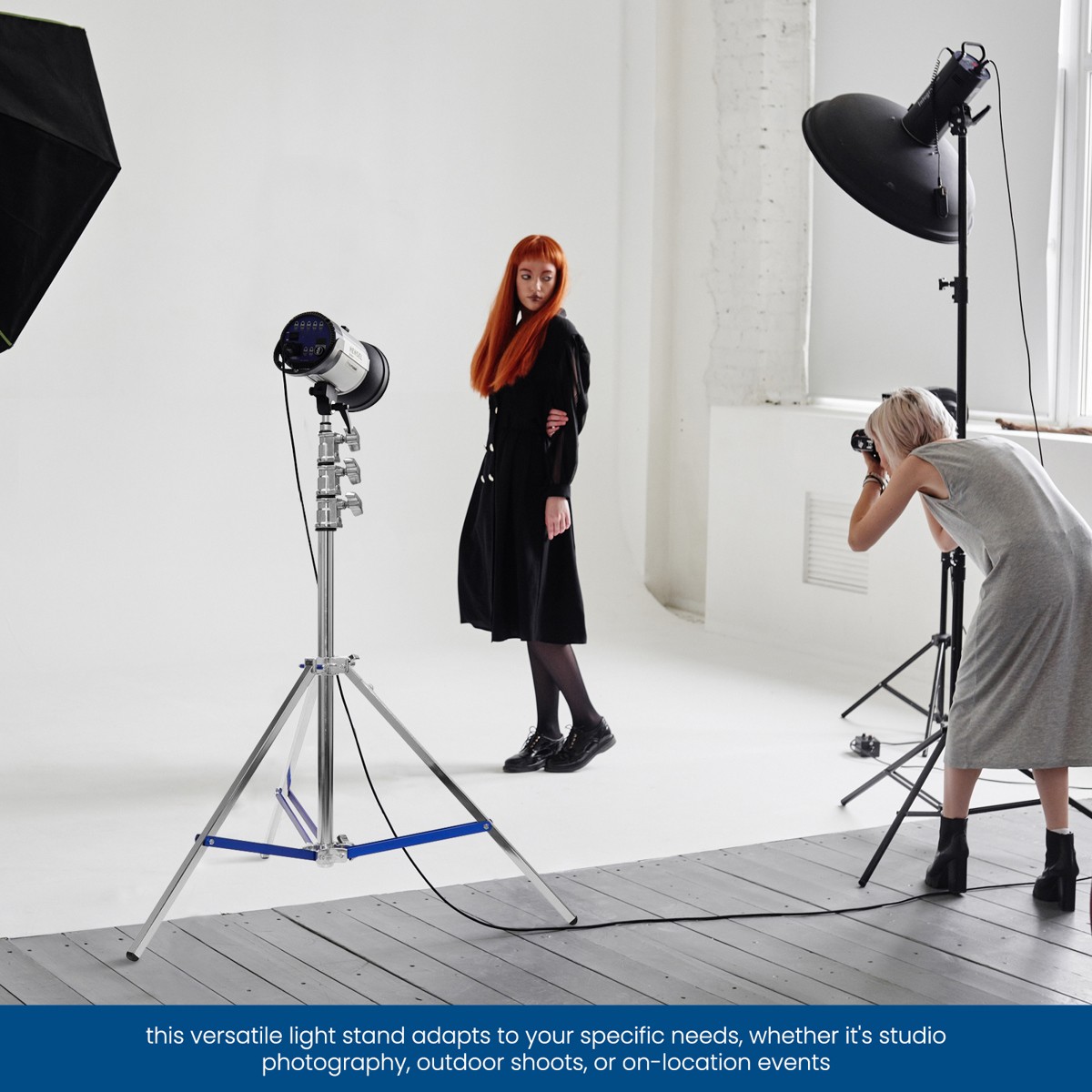Flashpoint Flashpoint 9.9ft Steel Light Stand Pro with Leveling Leg, Silver, Max