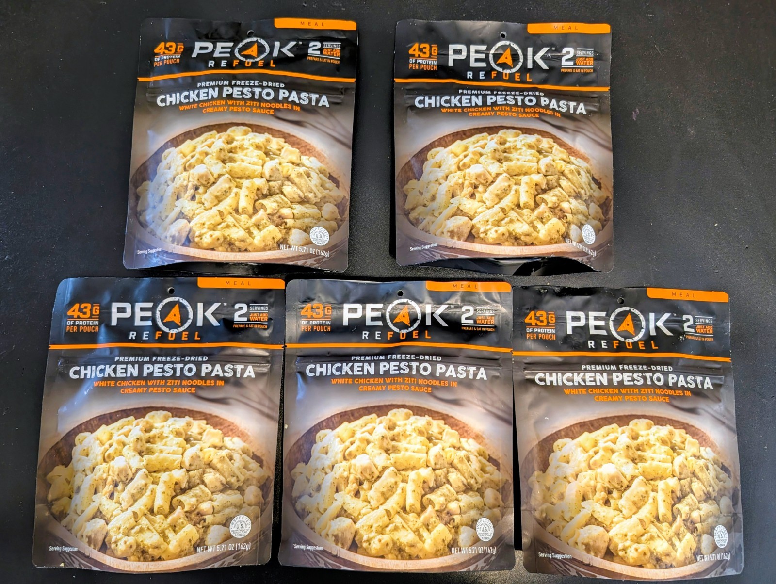 Peak Refuel Premium Freeze-Dried Meals Chicken Pesto Pasta Five Pack Bundle