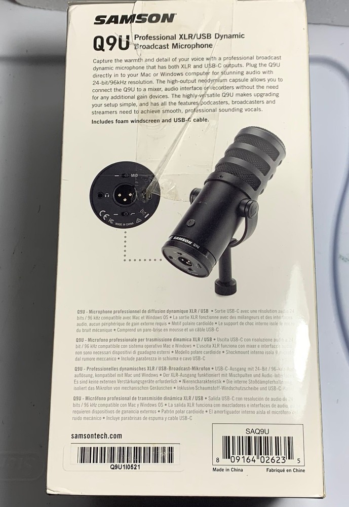 Samson Q9U XLR/USB Dynamic Broadcast Microphone for Podcast/Streaming