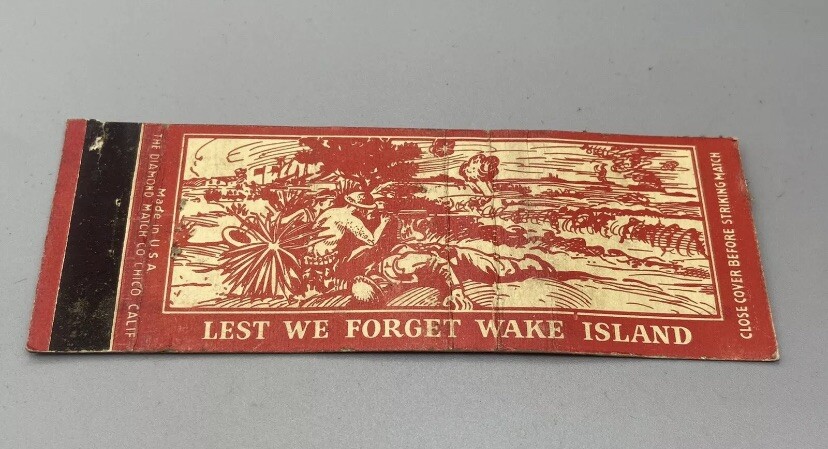 WW2 United States Army Lest We Forget Wake Island Wartime Match Case