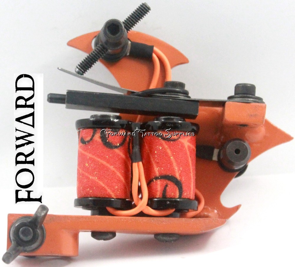Hand Painted Orange Black Spider Web Bat Shader Tattoo Machine Forward Custom