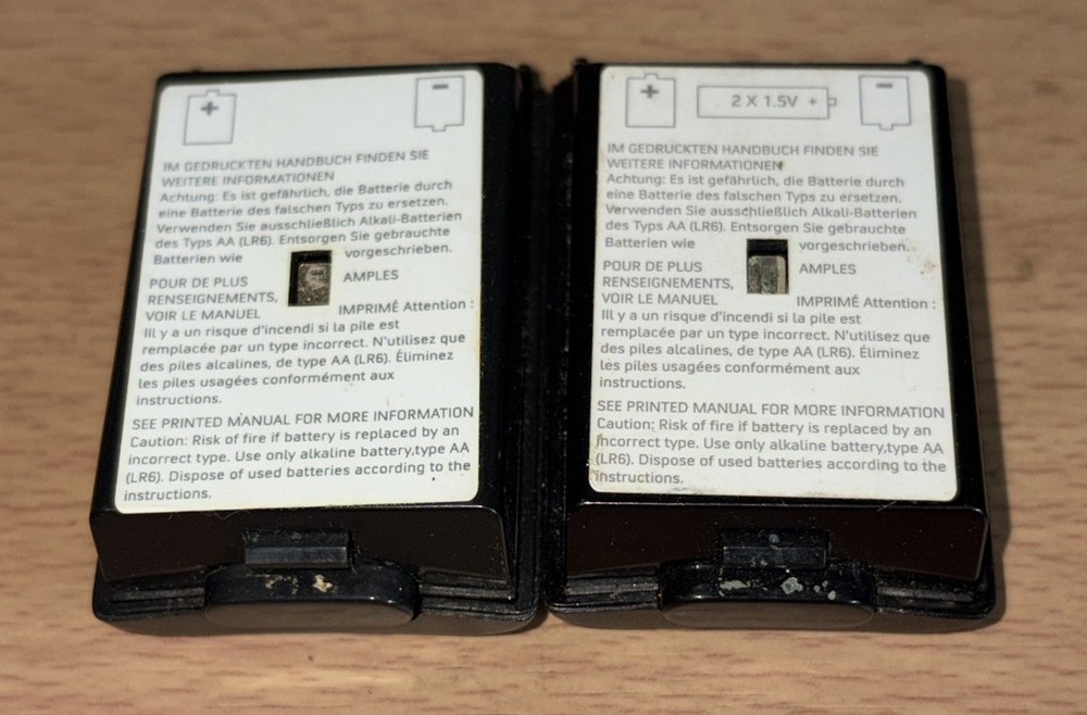 2 Black AA Battery Back Cover Cases For Xbox 360 Wireless Controllers Oem
