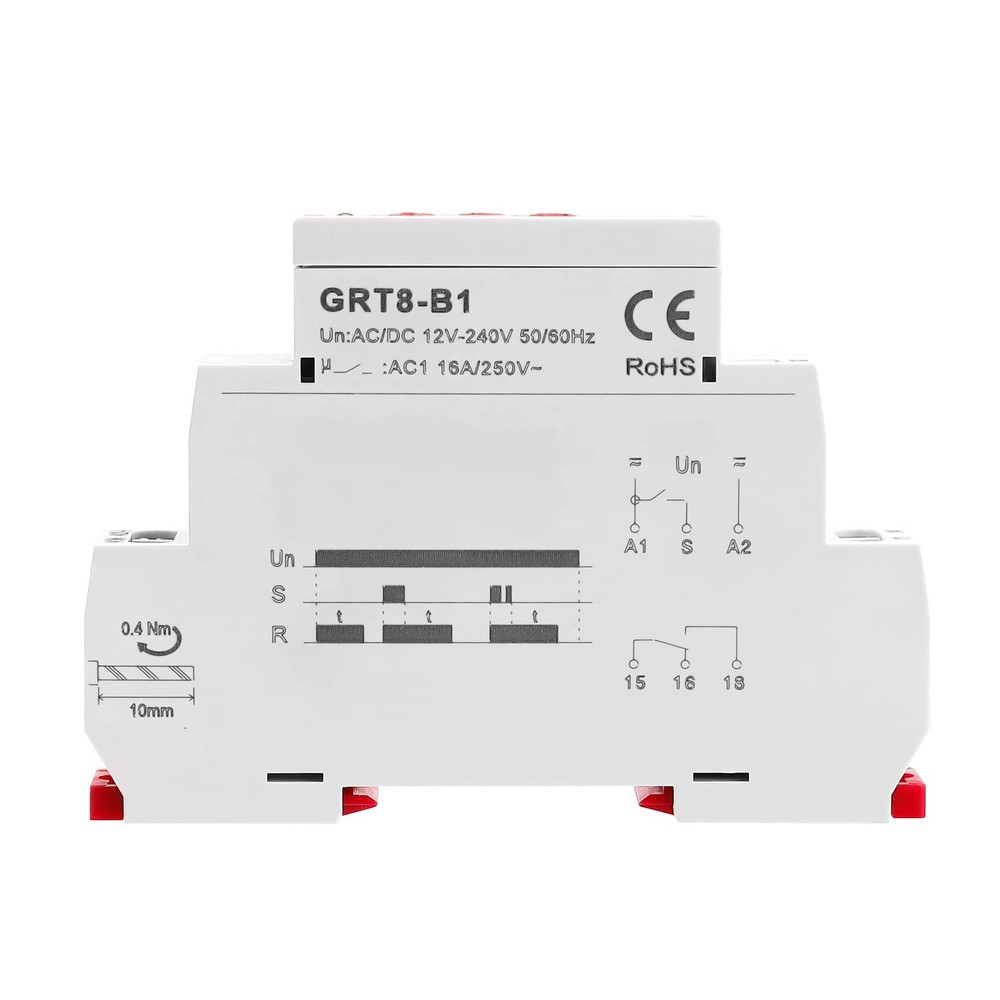 GEYA Delay Off Single Function Time Relay 1 Output 16A AC/DC12V-240V, GRT8-B1