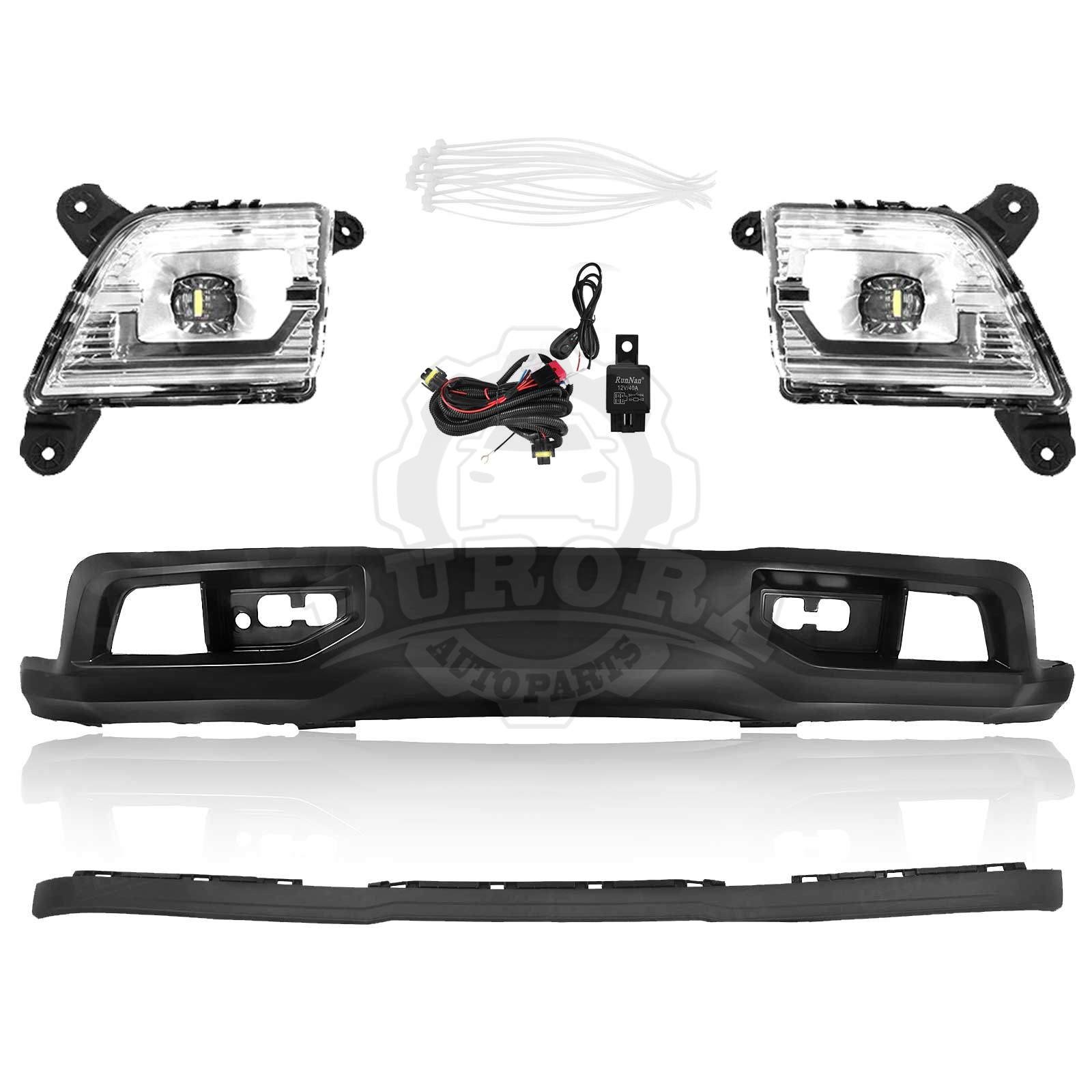 For 2019-2021 Silverado 1500 Front Bumper Cover Lower Valance W/LED Fog Lights